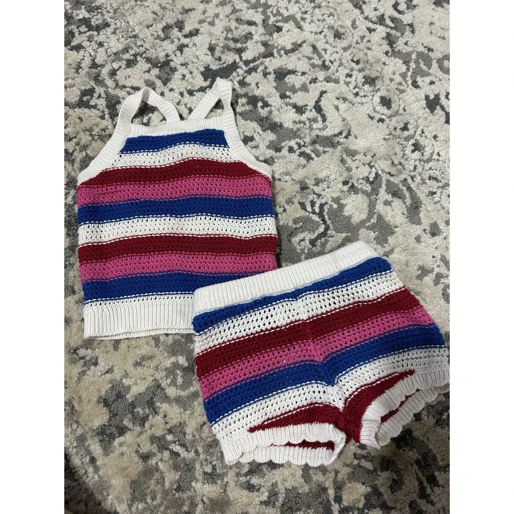 Old Navy Baby Girl Stripped Crochet Outfit Size 12-18 Month